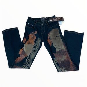 Y.O.Y.O Bootcut Flare Dark Wash Jeans with Glitter